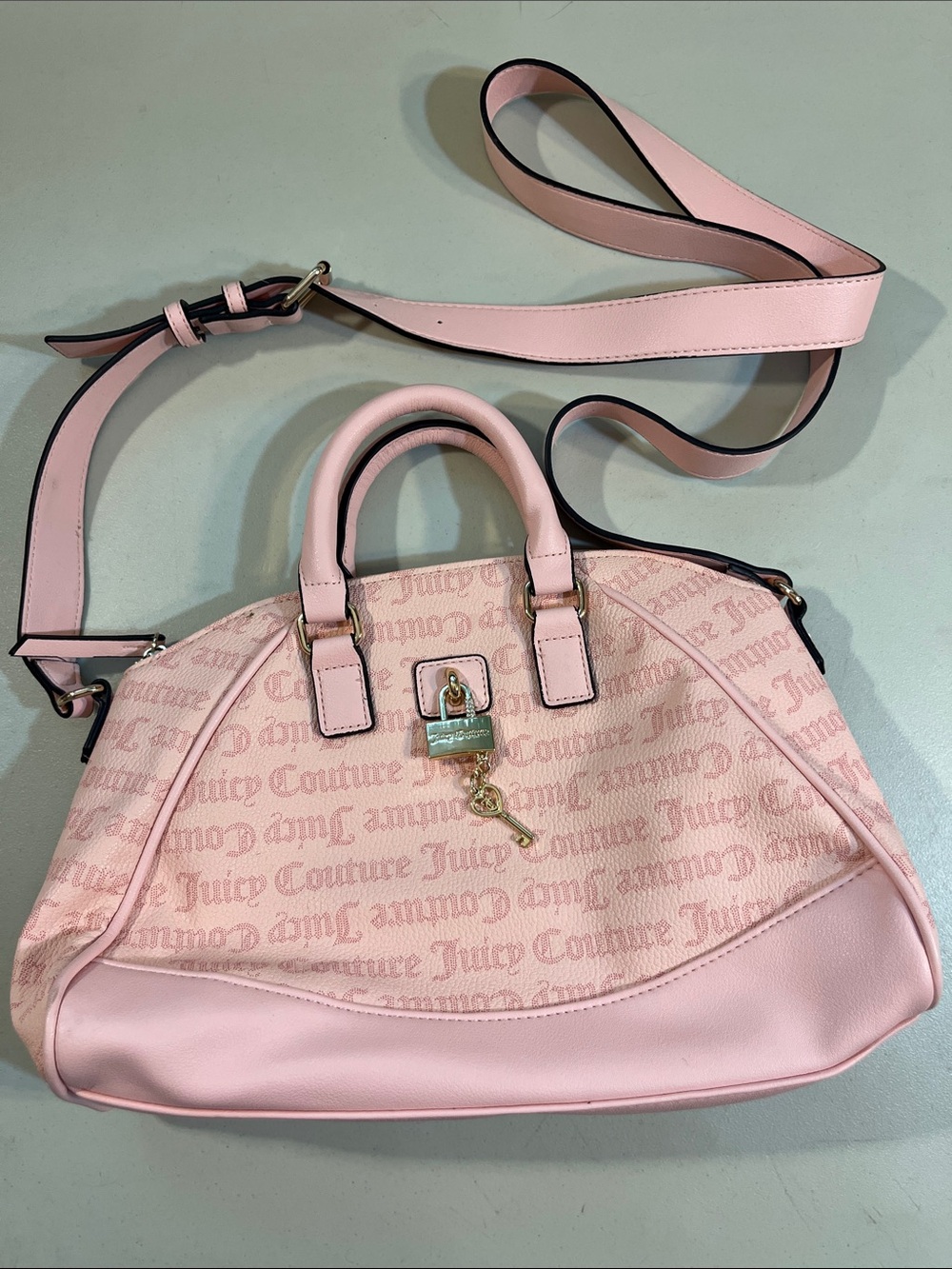 Juicy Couture Light Pink Logo Dome Satchel with Detachable Strap